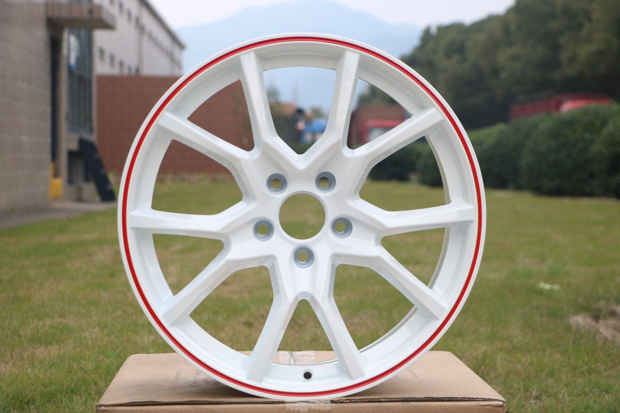 W314 1418 White Red Lip 18x8.0 ET41 5x114.3 CB73.1