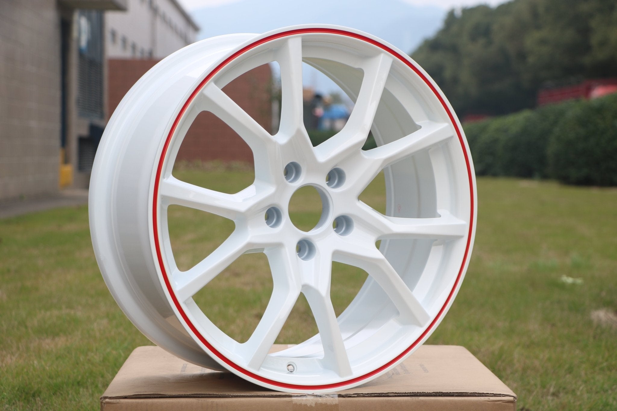 W314 1418 White Red Lip 18x8.0 ET41 5x114.3 CB73.1