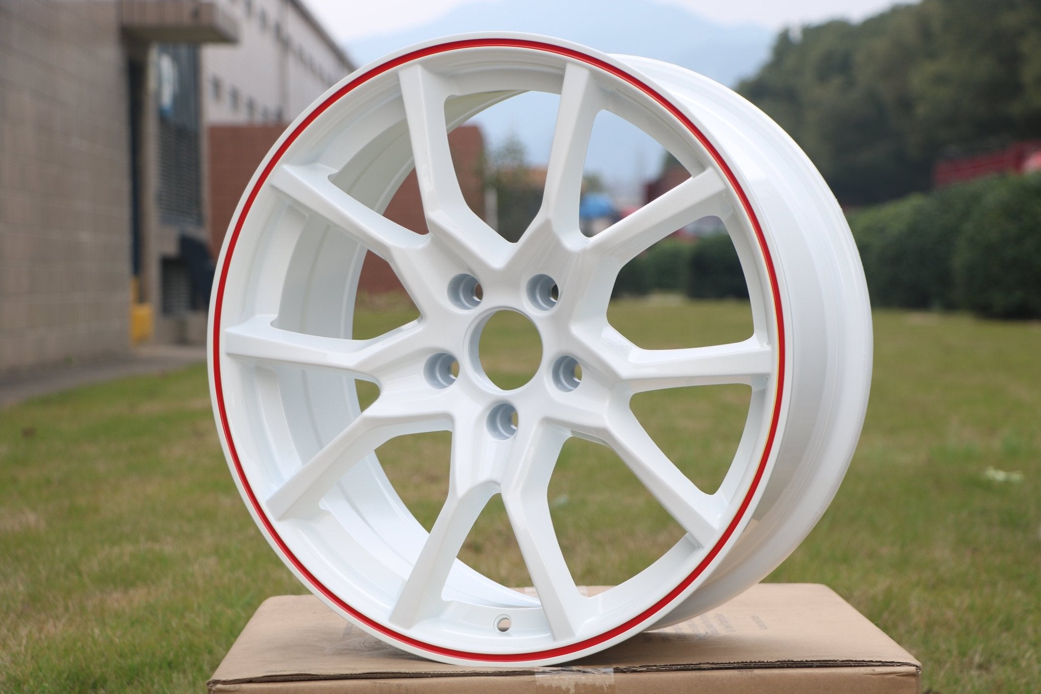W314 1418 White Red Lip 18x8.0 ET41 5x114.3 CB73.1