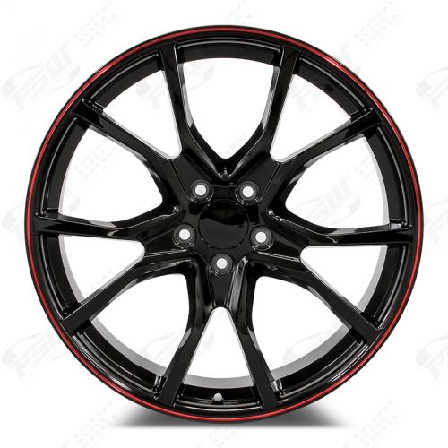 W314 1418 Black with Red Lip 18x8.0 ET41 5x114.3 CB73.1