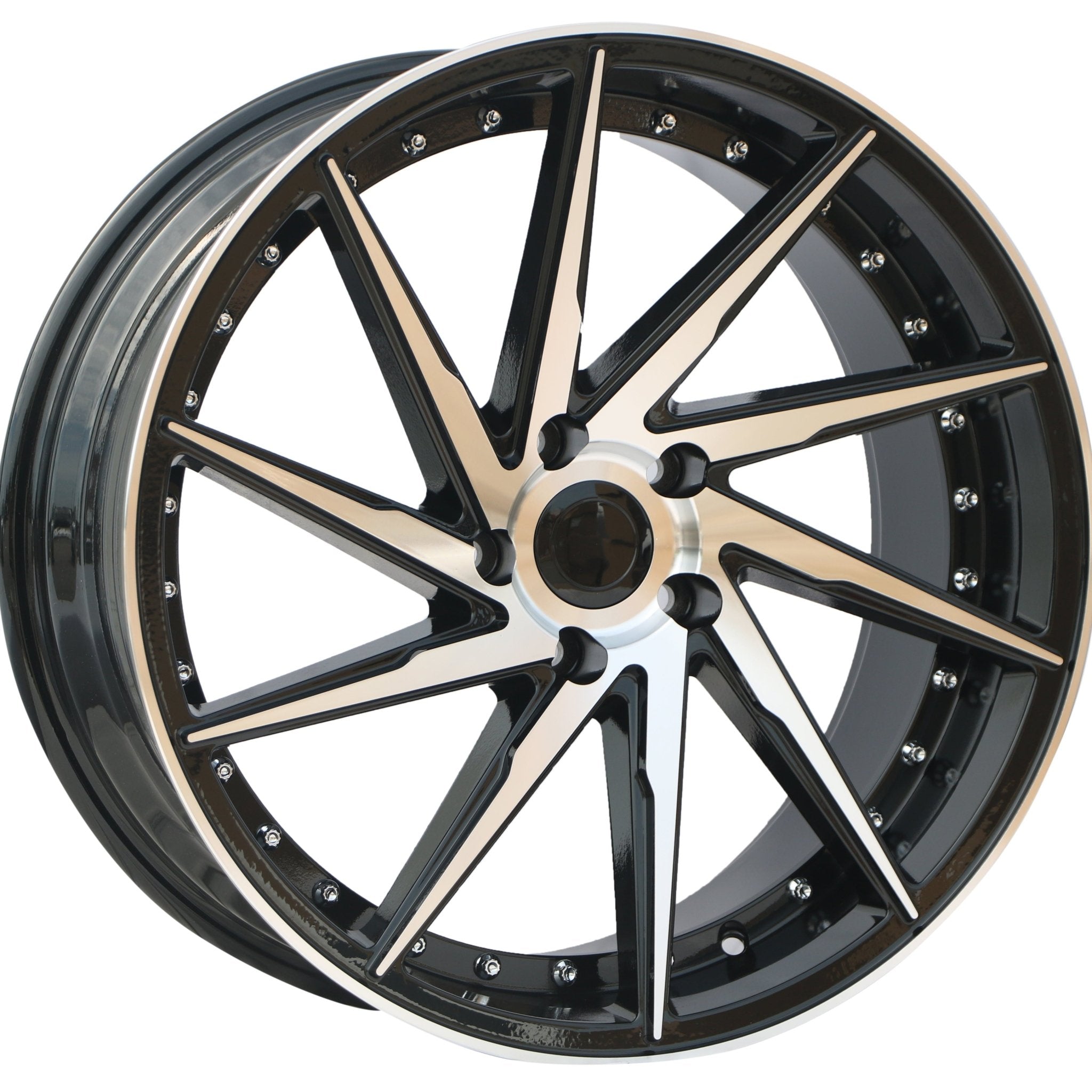 W511 1284A Black Machined Face w/ Silver Rivets 17x8.5 ET35 5x100/113 CB73.1