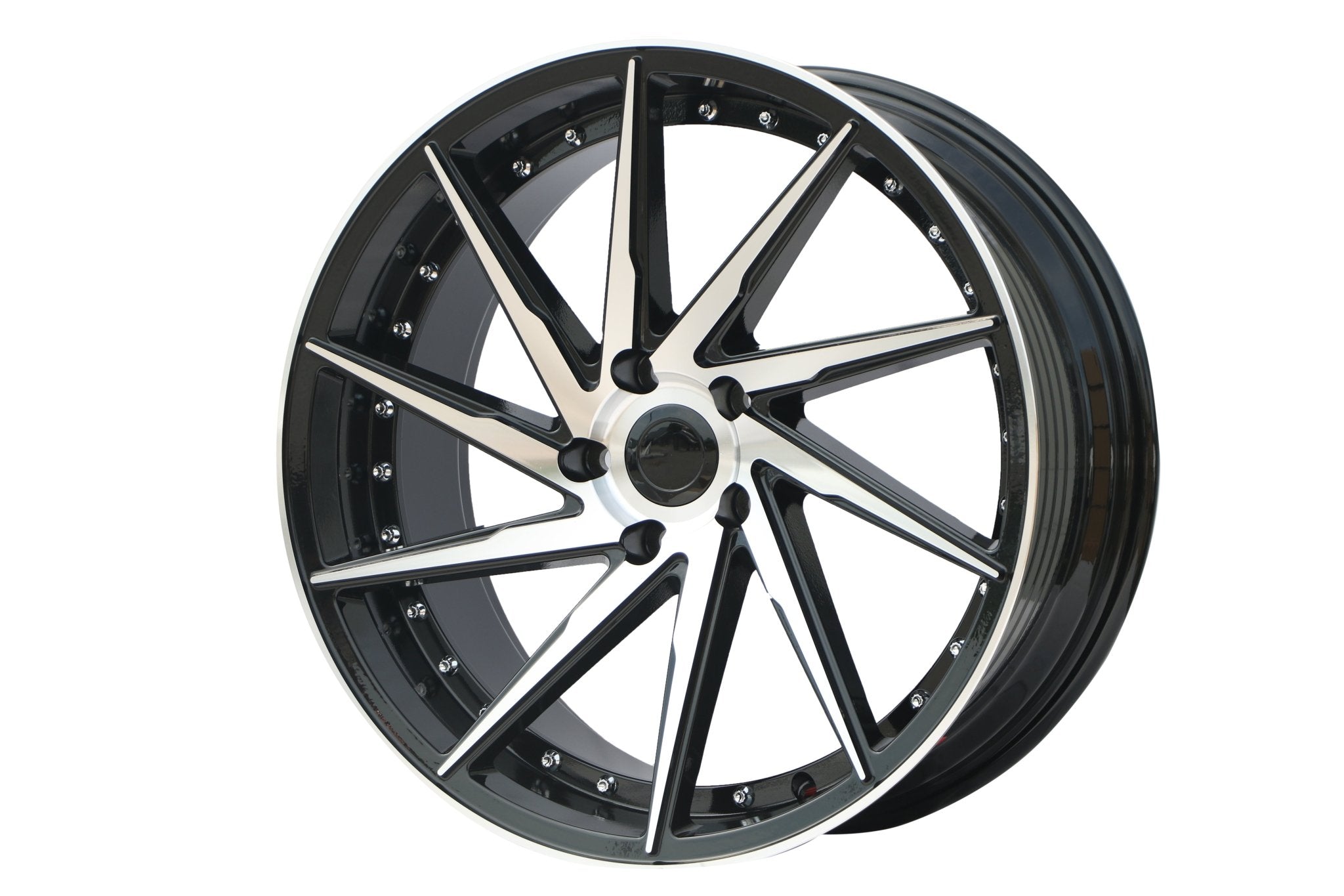 W511 1284 Black Machined Face Silver Rivet 17x8.5 ET35 4x100/114.3 CB73.1 MB-1174  C1058IPW-B