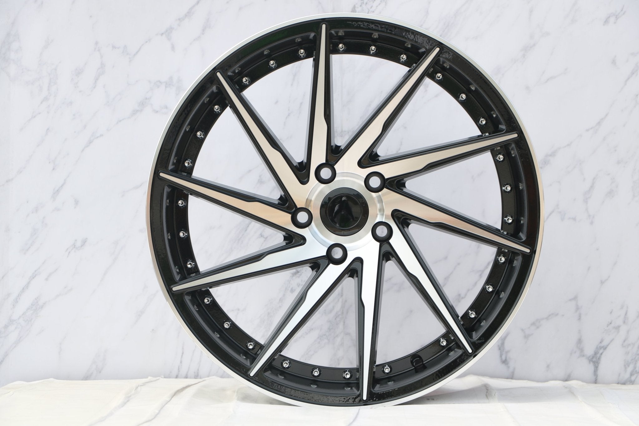 W511 1284A Black Machined Face w/ Silver Rivets 17x8.5 ET35 5x100/113 CB73.1