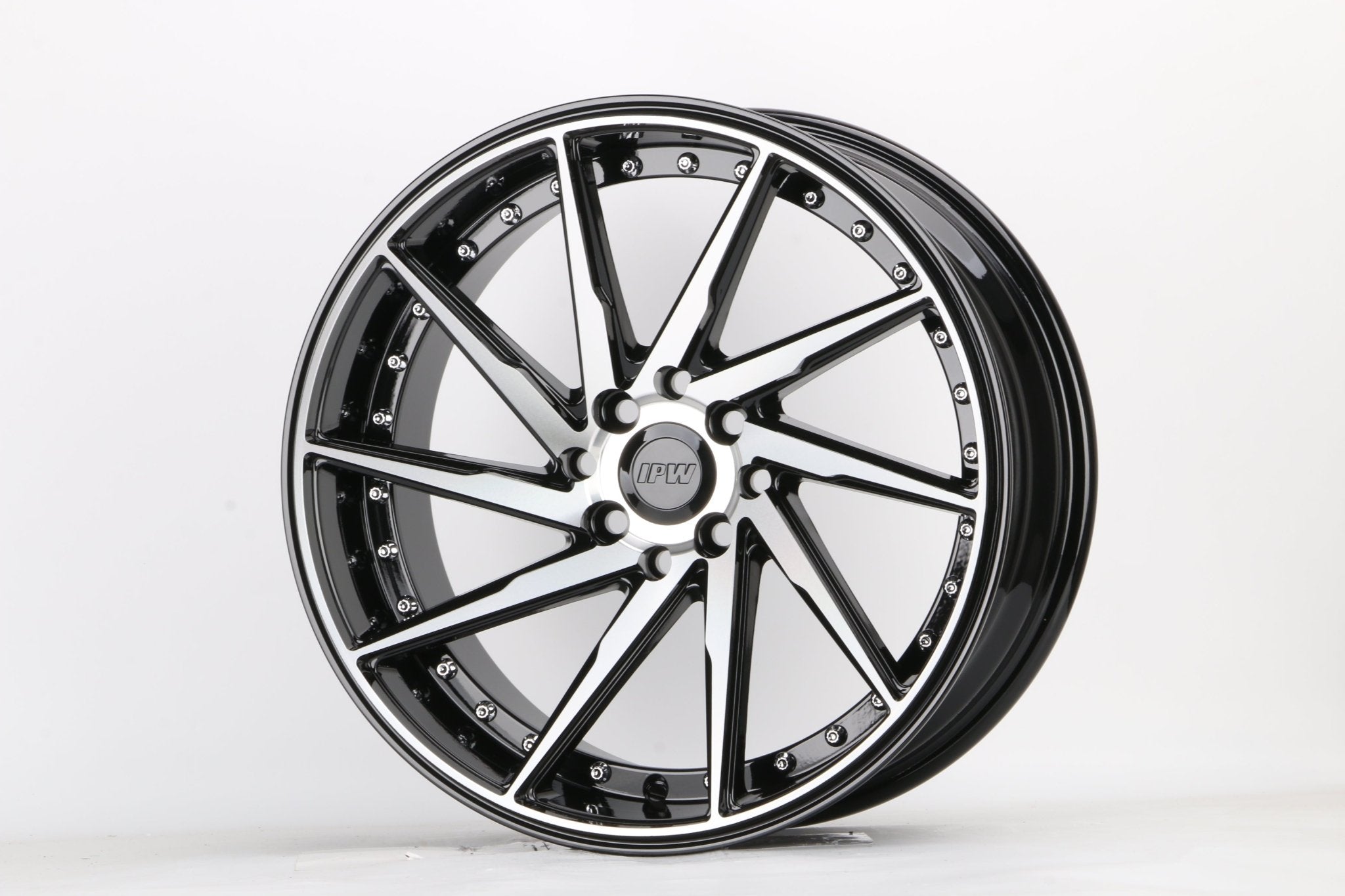 W511 1284A Black Machined Face w/ Silver Rivets 17x8.5 ET35 5x100/113 CB73.1