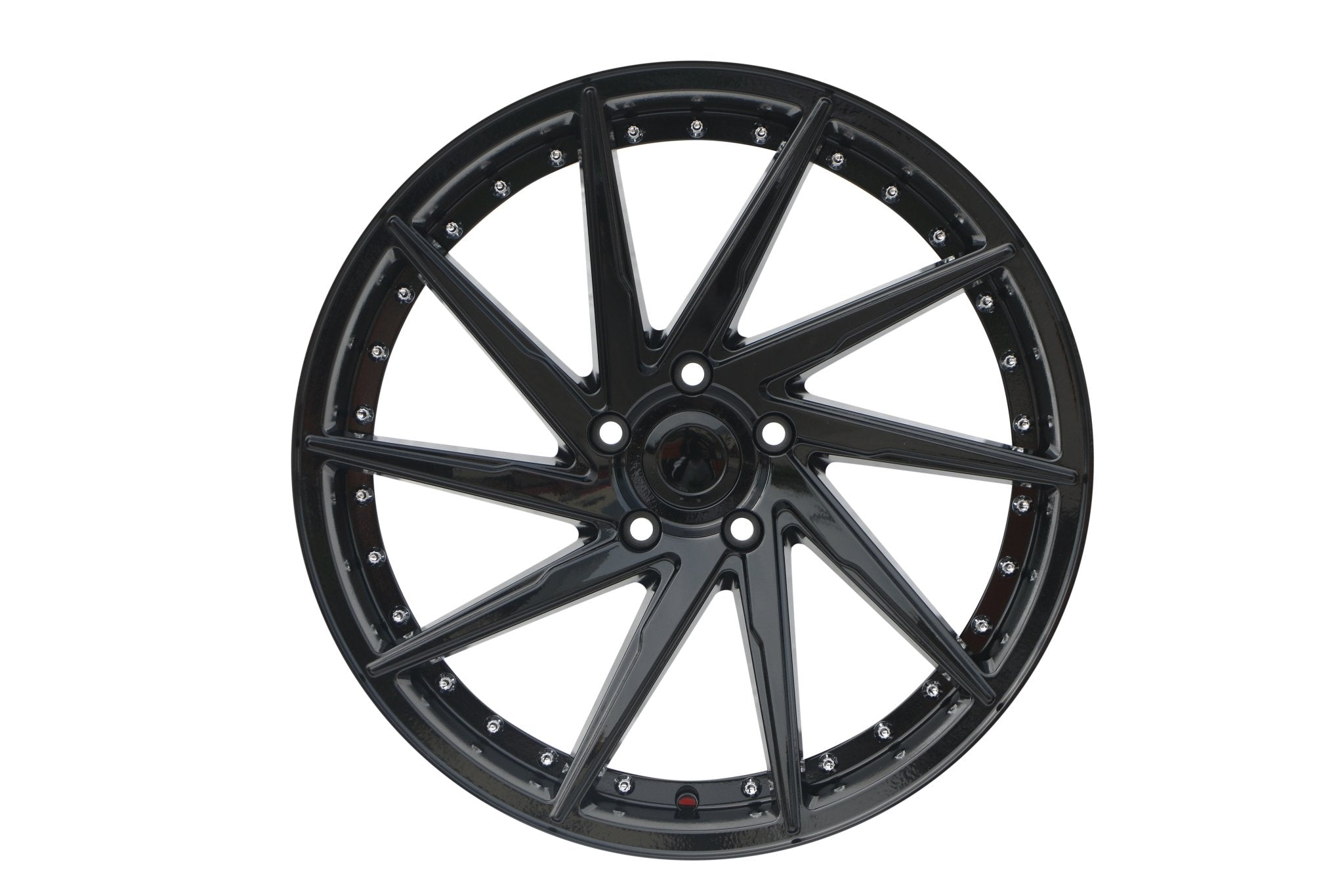 W511 1284A Gloss Black Silver Rivet 19x8.5 ET35 5x112/114.3 CB73.1