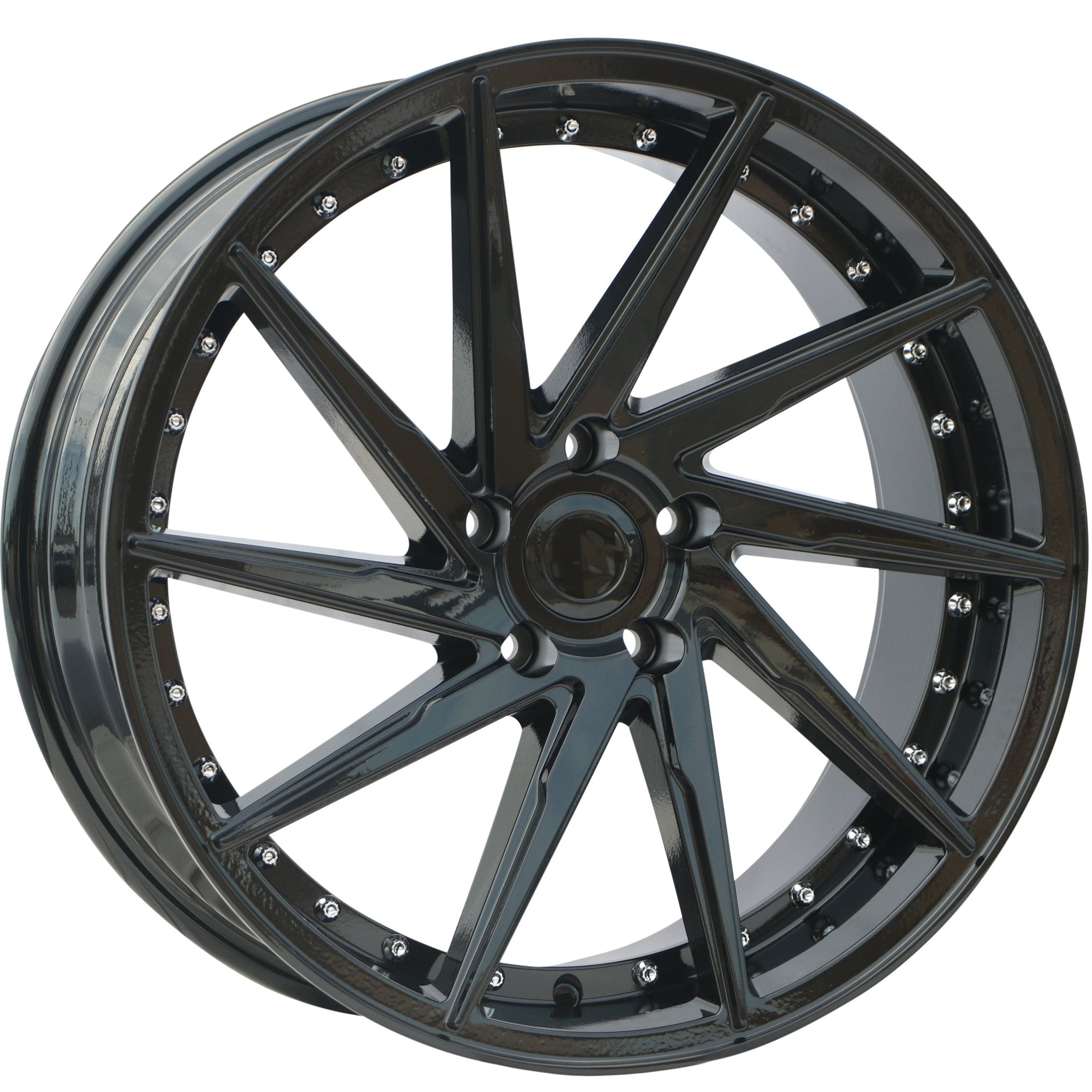 W511 1284A Gloss Black Silver Rivet 19x8.5 ET35 5x112/114.3 CB73.1