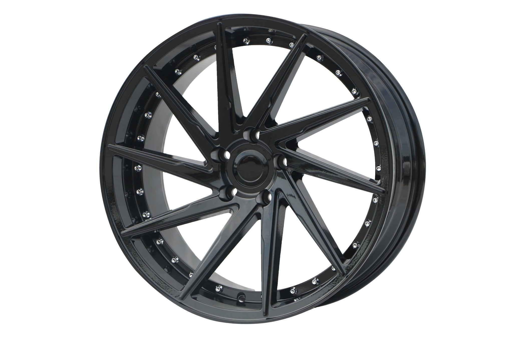W511 1284A Gloss Black Silver Rivet 19x8.5 ET35 5x112/114.3 CB73.1
