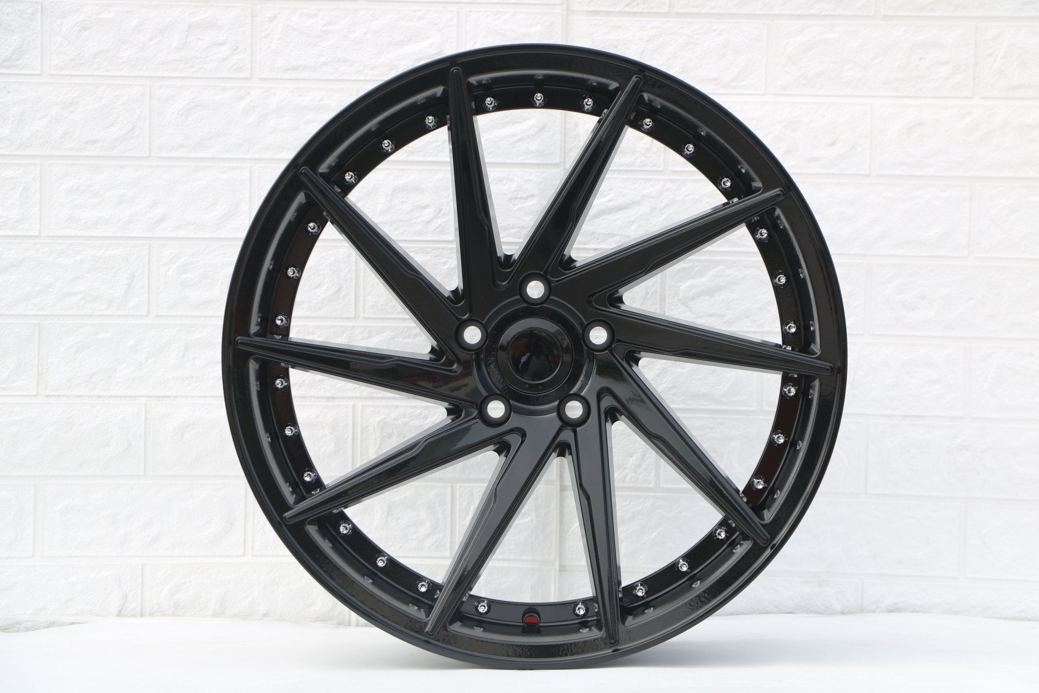 W511 1284A Gloss Black Silver Rivet 19x8.5 ET35 5x112/114.3 CB73.1