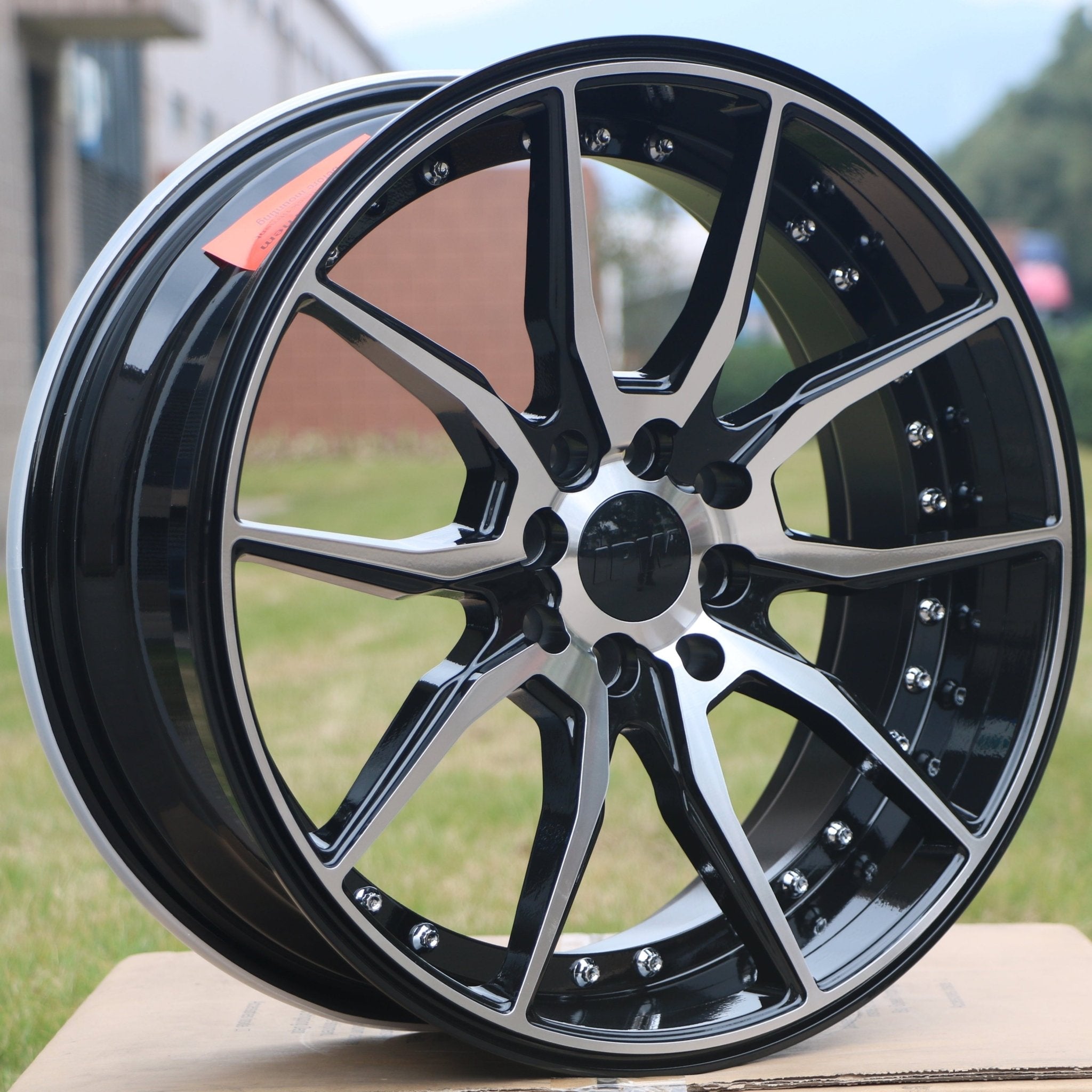 W512 1646 Black Machined Face Silver Rivet 20*8.5 ET35 5x120 CB72.6
