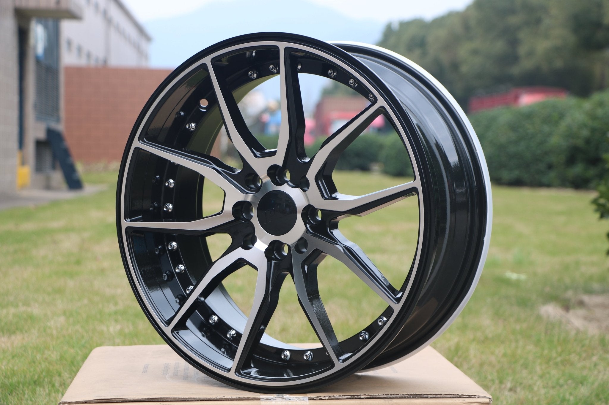 W512 Black Machined Face Silver Rivet 20x9.5 ET35 x5120 CB 72.56
