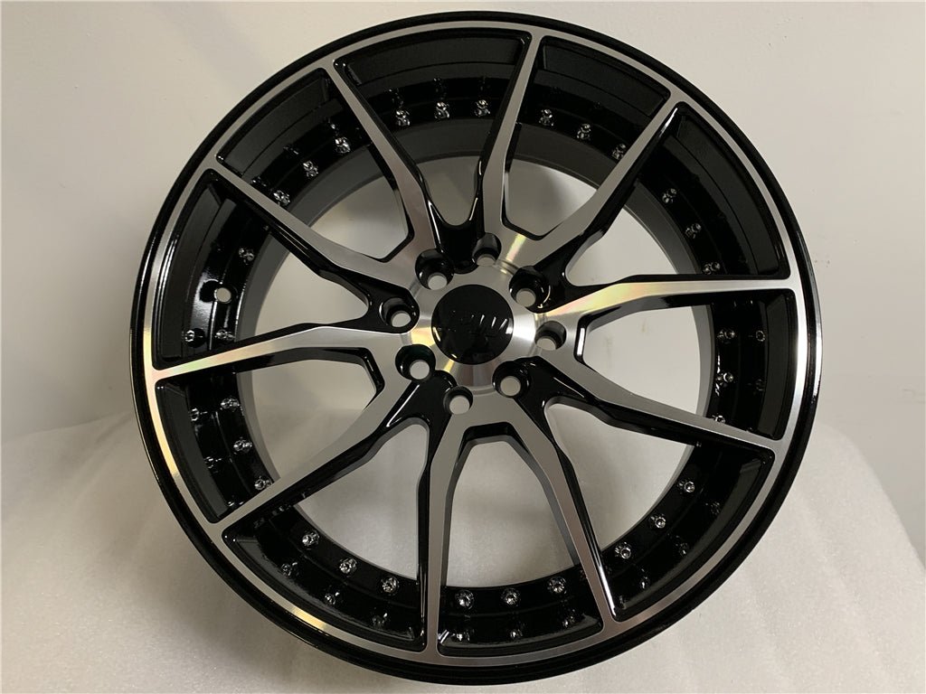 W512 1646 Black Machined Face Silver Rivet 20*8.5 ET35 5x120 CB72.6