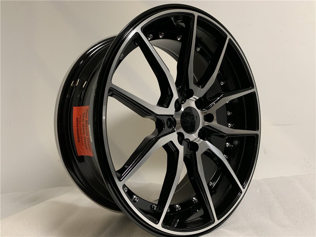 W512 Black Machined Face Silver Rivet 20x9.5 ET35 x5120 CB 72.56