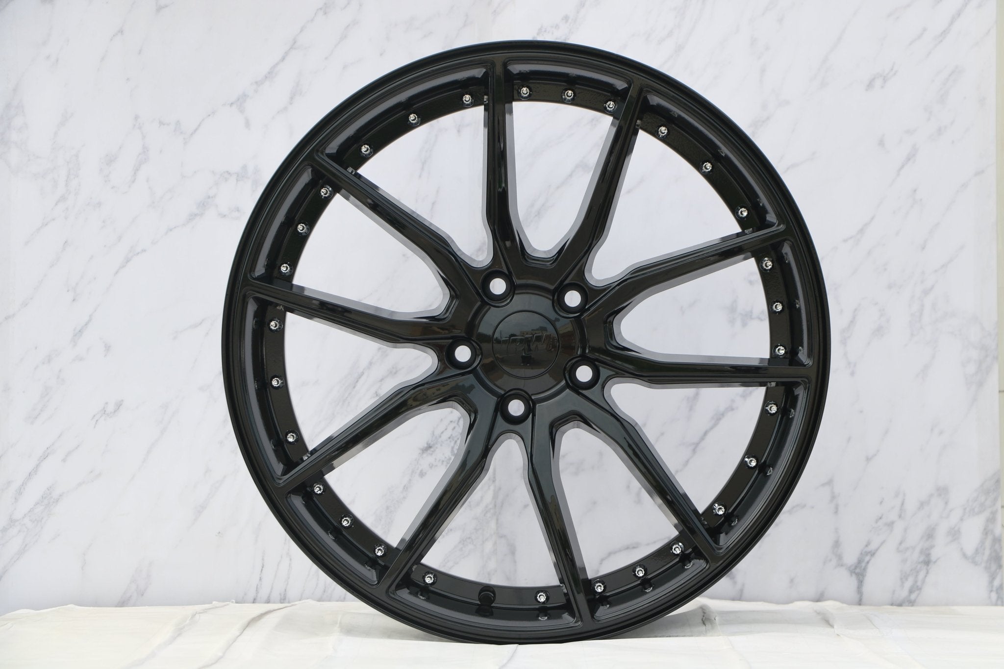 W512 1646 Gloss Black Silver Rivet 20*8.5 ET35 5x120 CB72.56
