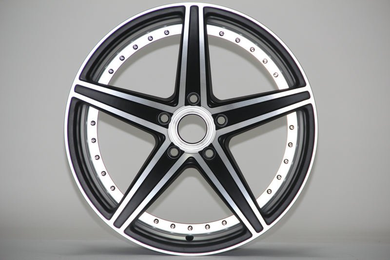 W521 XH915 Satin Black Ingrave Silver Rivet 18x8.0 ET35 5x114.3 CB73.1