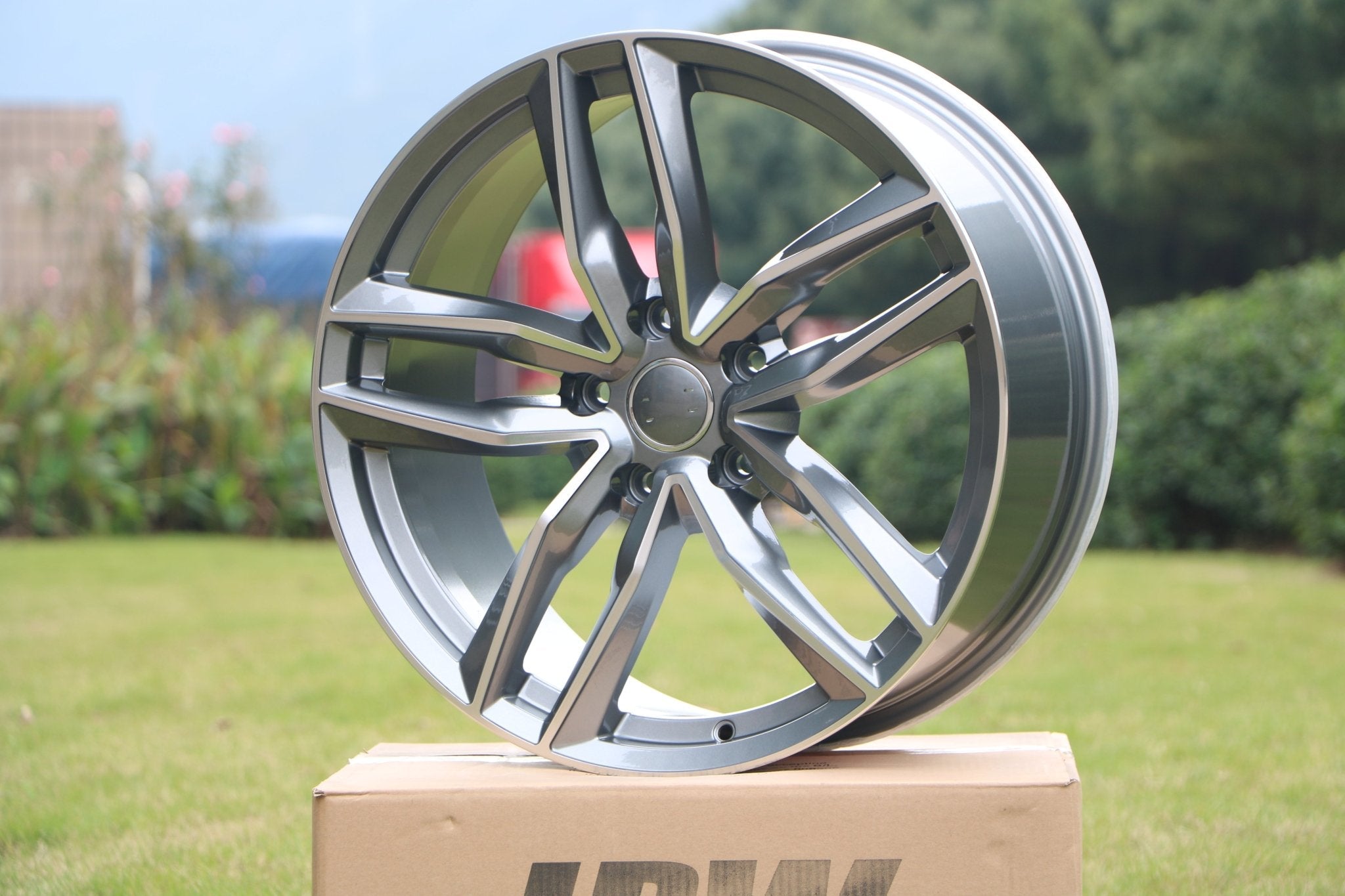W627 Gunmetal Machined Face 22x9.0 ET30 5x112 CB66.6  1126