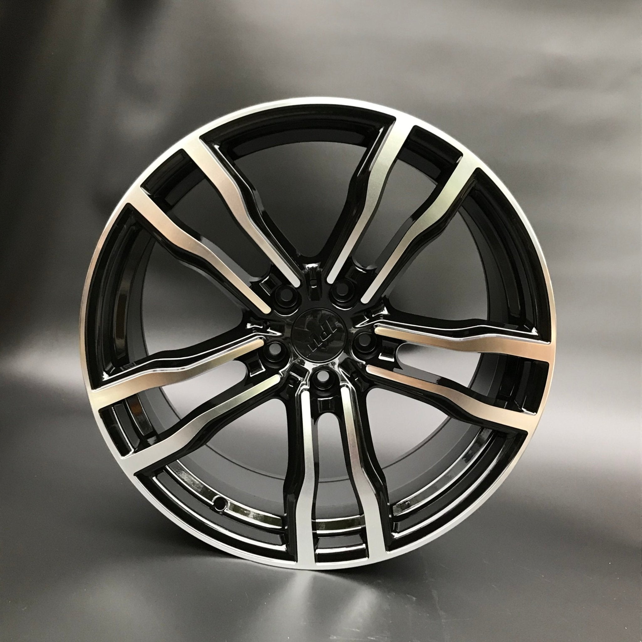 W732 1256 Black Machined Face 22x10.0 ET40 5x120 CB74.1  Cap C-956 Logo Size 67.7MM