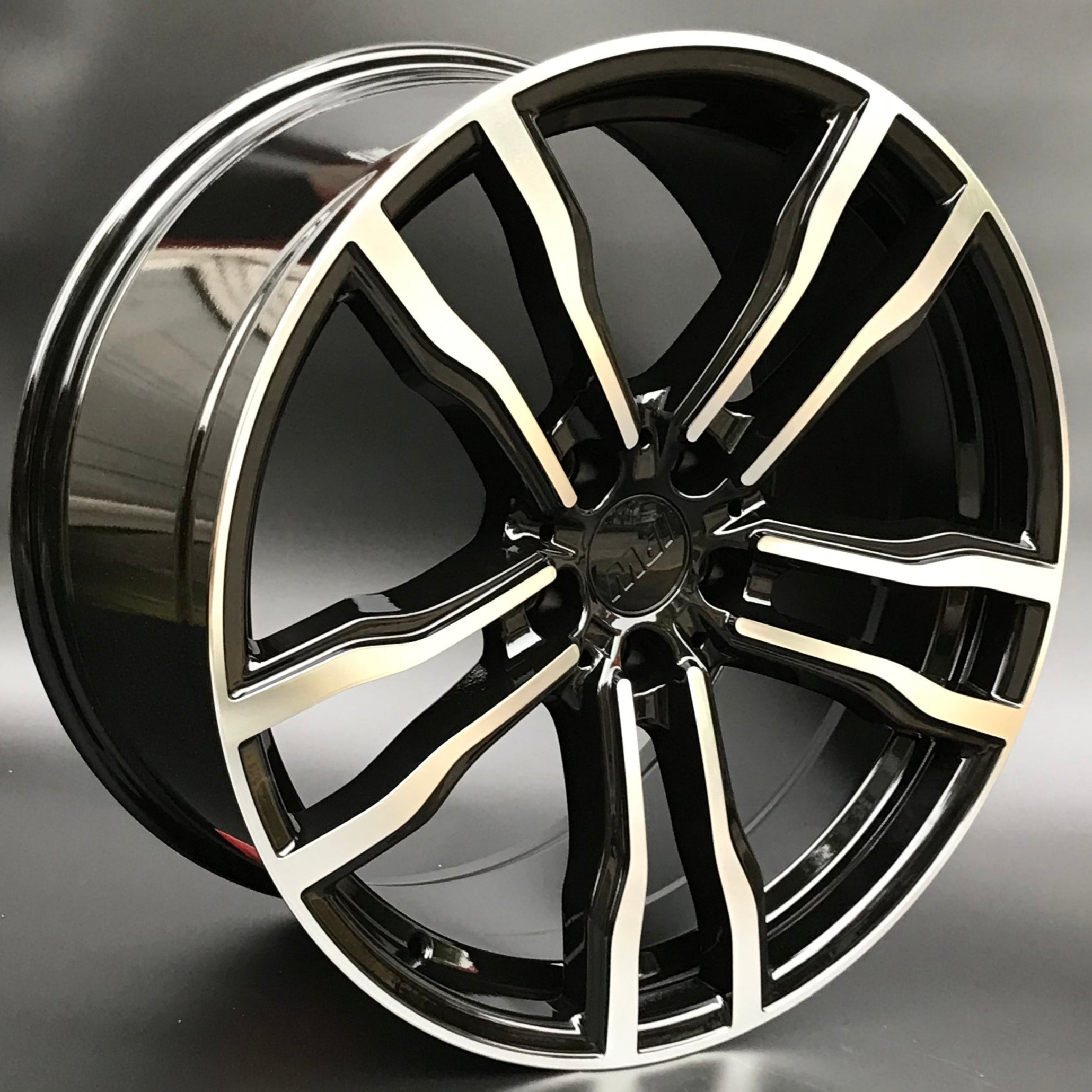 W732 1256 Black Machined Face 22x10.0 ET40 5x120 CB74.1  Cap C-956 Logo Size 67.7MM