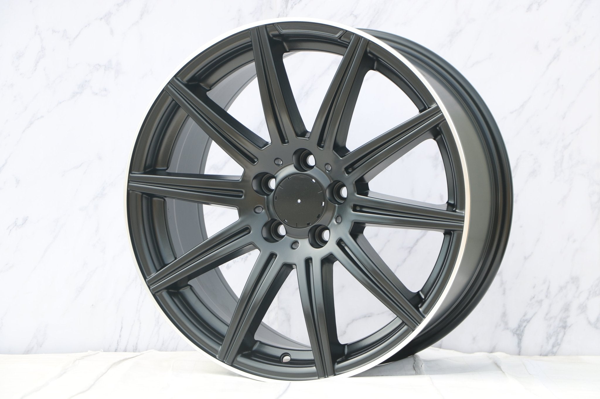 W806 Satin Black Machined Lip 18x8.5 Et35 5x112 CB66.6