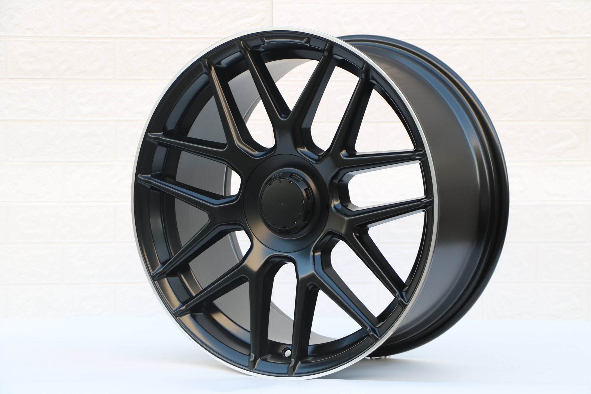 W840 1258A Satin Black Macined Lip 22x10.0 ET35 5x130 CB84.1 - 2019+ G63 needs 35ET  OLD CAP
