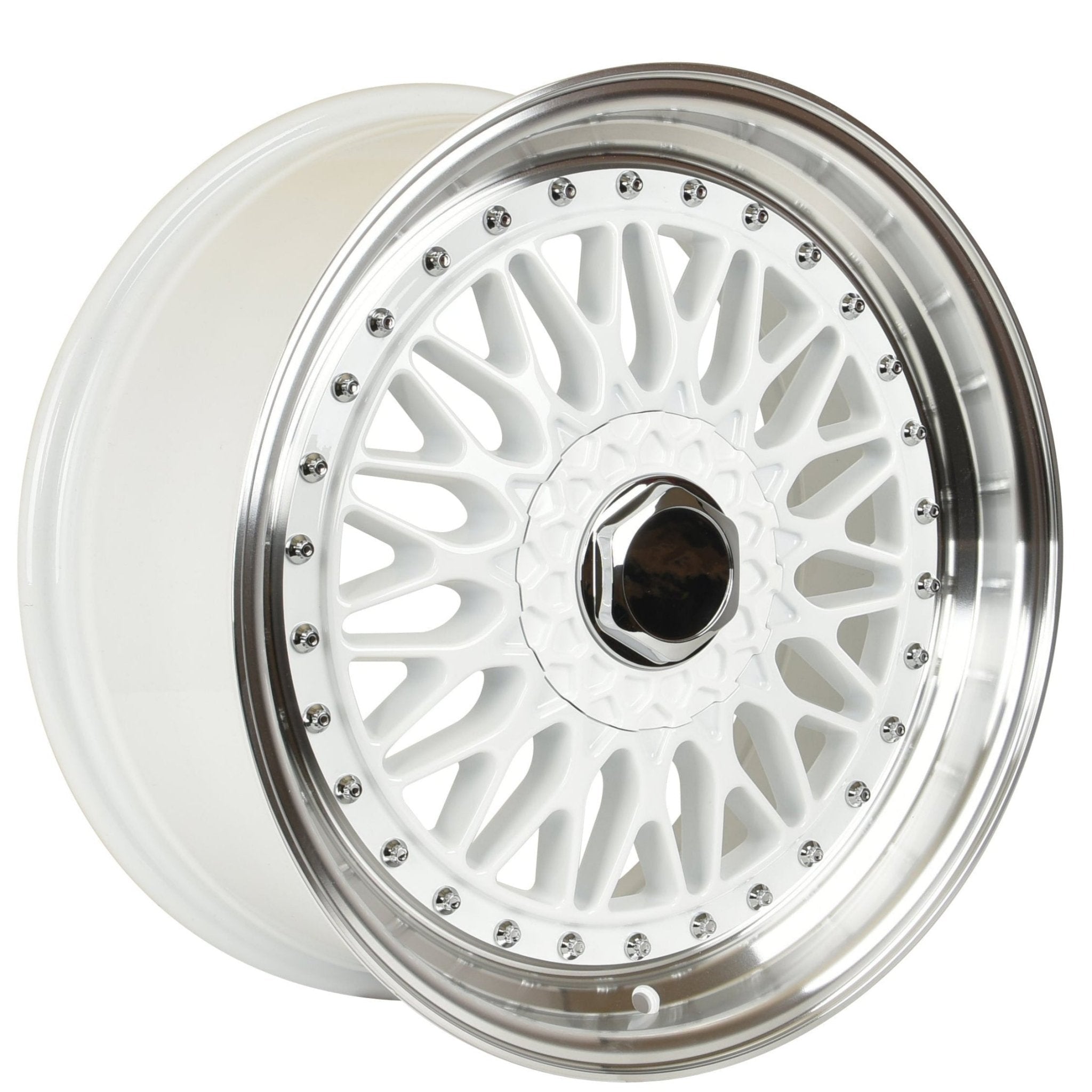 W885 White Machined Lip Silver Rivet 22x9.0 ET30 5x112/114.3 CB73.1