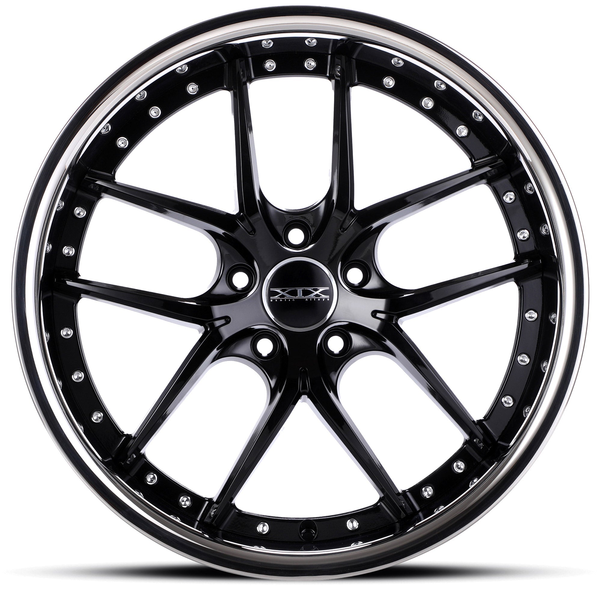XIX X61 20X8.5 5X4.5 GLOSS BLACK WITH STAINLESS STEEL  LIP