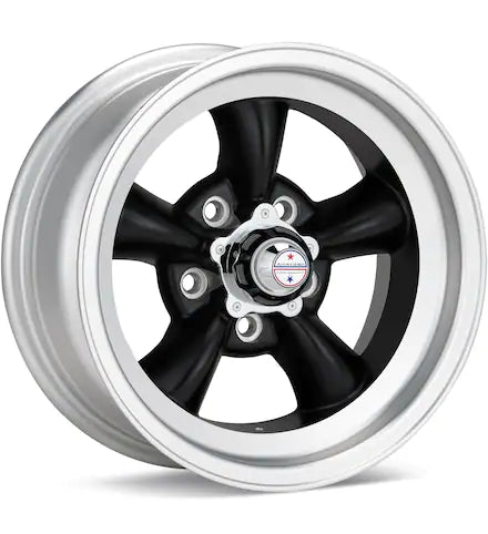 AMERICAN RACING AUTHENTIC HOT ROD VN105 TORQ-THRUST D BLACK W/SATIN MACHINED LIP