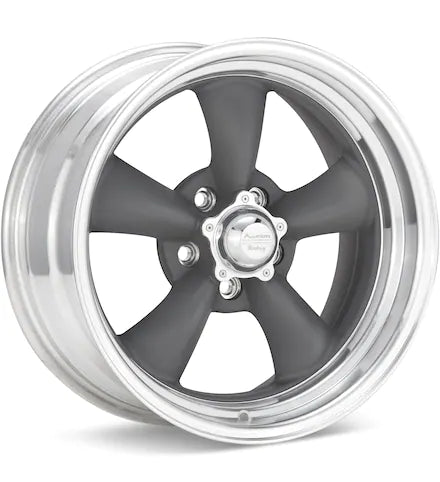 AMERICAN RACING AUTHENTIC HOT ROD VN215 TORQ THRUST II 1 PC MAG GREY W/MACHINED LIP