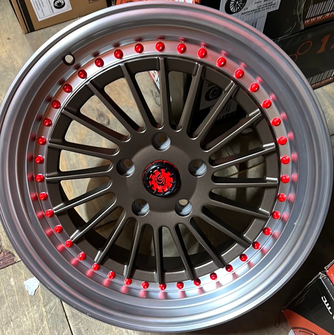 RAPIDASH RD9 18X9 5X120  MATT BRONZE POLISH LIP + RED