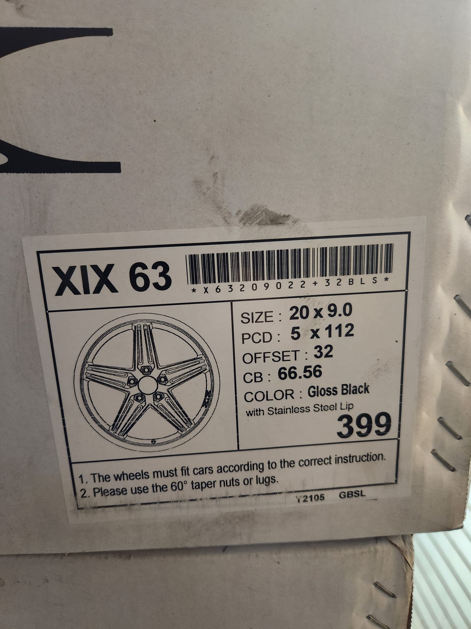 XIX X63 20x9 5x112 GLOSS BLACK
