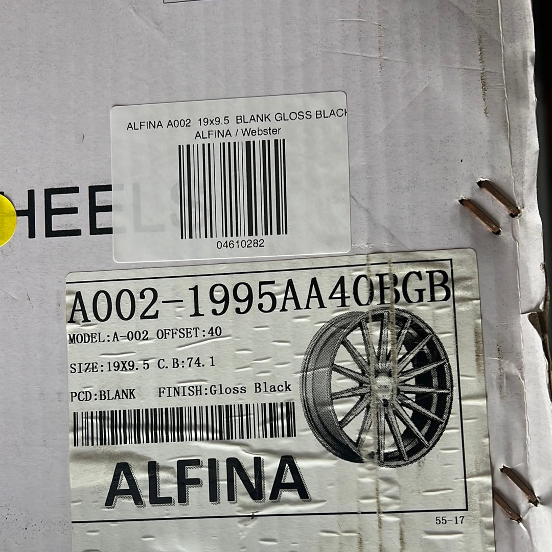 ALFINA A002  19x9.5  BLANK GLOSS BLACK
