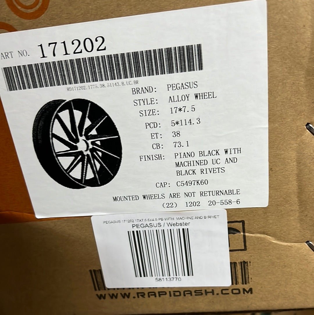 PEGASUS 171202 17X7.5 5X4.5 PB WITH  MACHINE AND B RIVET