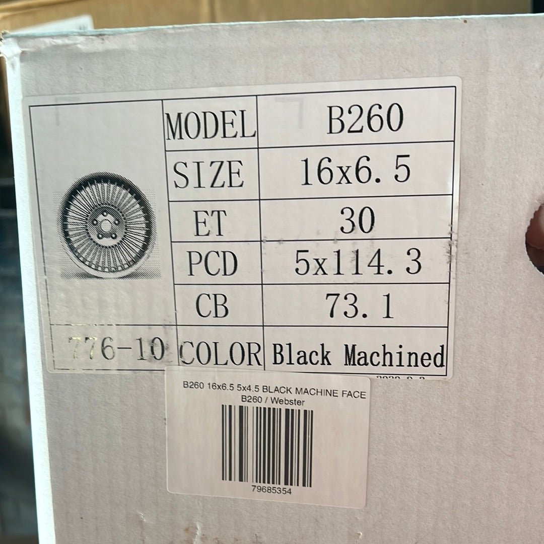 B260 16x6.5 5x4.5 BLACK MACHINE FACE