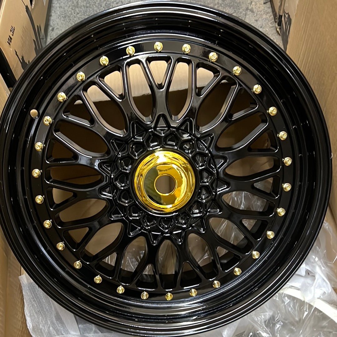 UNLEASH- WHEELS  RBM1 19X8.5 5X4.5/ 5X120 B+GOLD RIVETS
