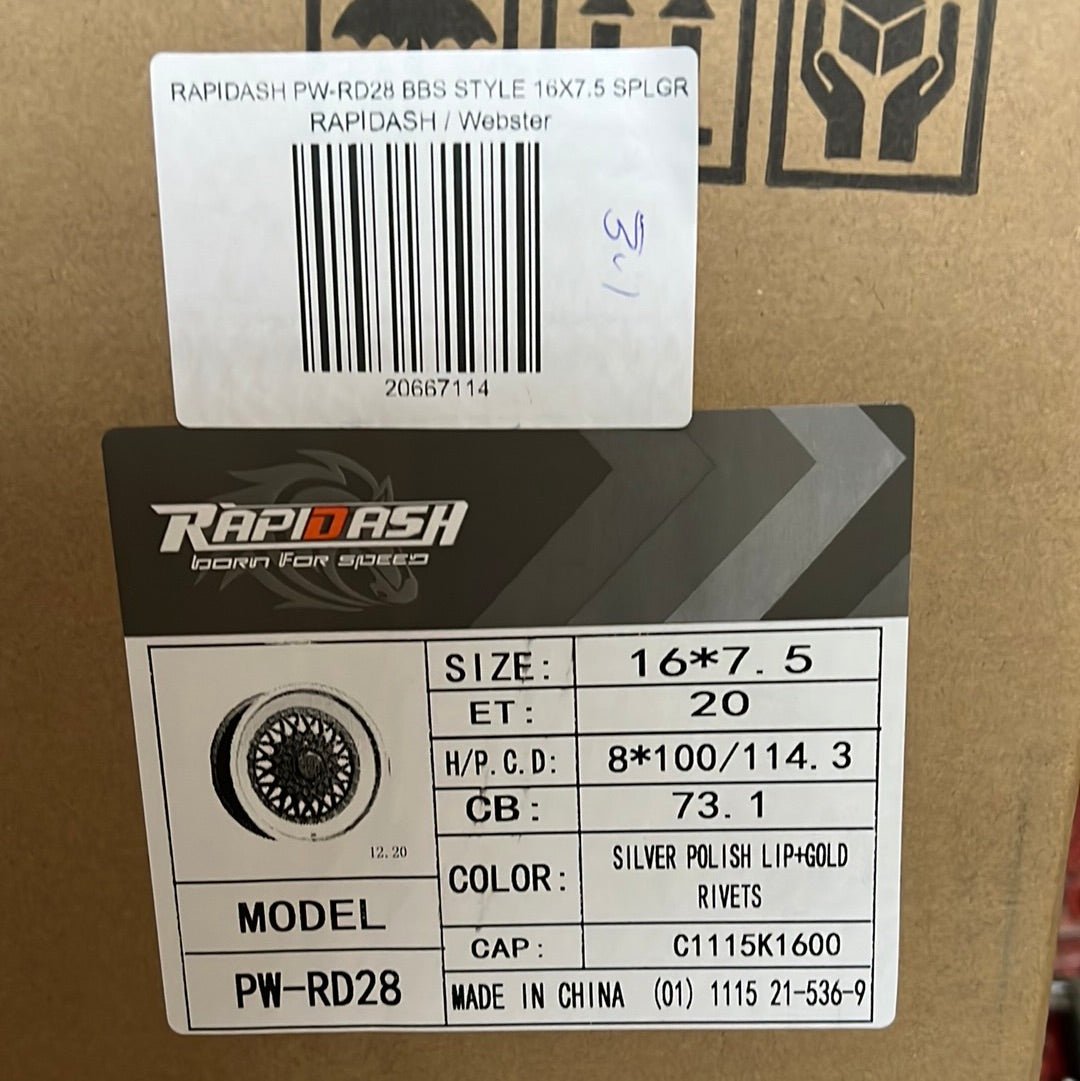 RAPIDASH PW-RD28  4x100 -4x4.5. 16X7.5 SPLGR ET 20