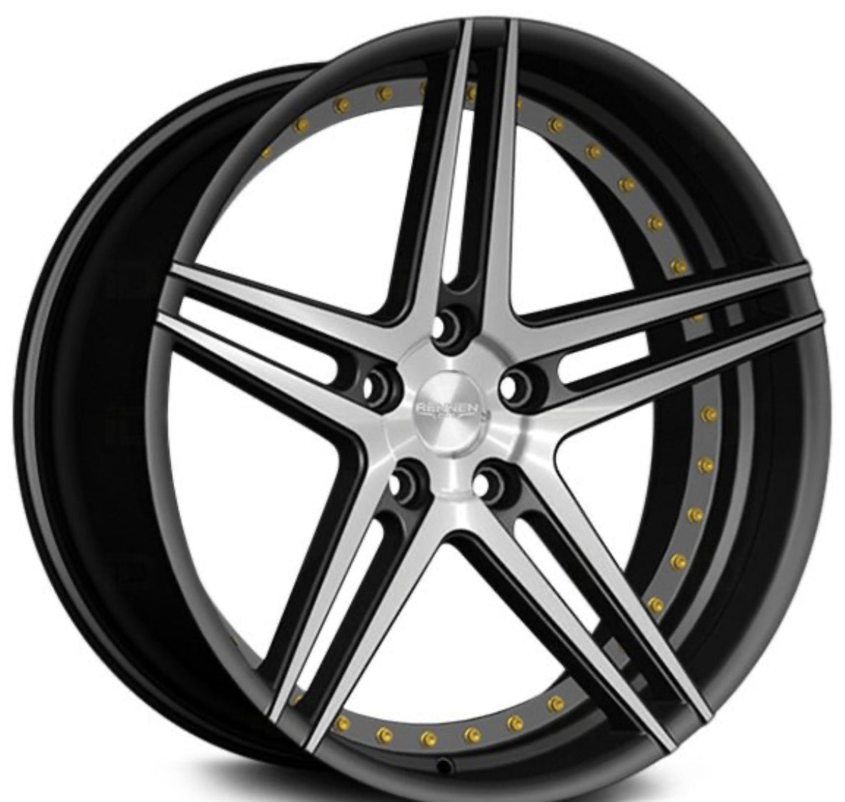 RENNEN CSL3 22x9 blank semi gloss black machine GOLD BOLD