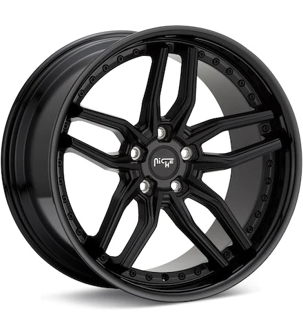 NICHE ROAD WHEELS METHOS BLACK W/GLOSS BLACK LIP