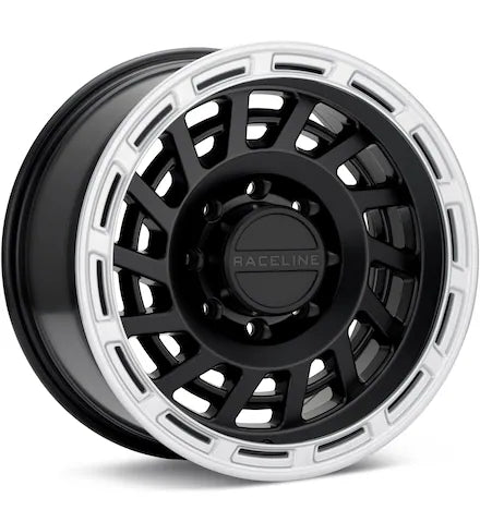 RACELINE HALO 8-LUG SATIN BLACK W/SILVER RING