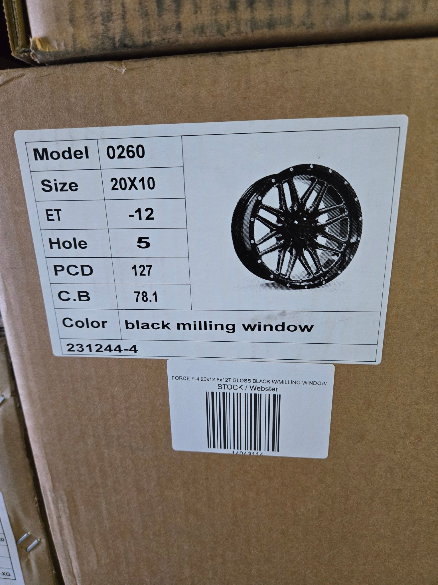 FORCE F-4 20x10.0 5x127 GLOSS BLACK W/MILLING WINDOW