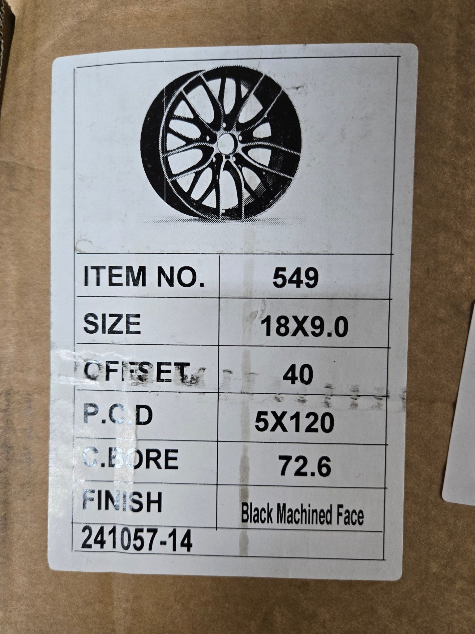 OE-549 405M 18x9.0 5x120 GLOSS BLACK MACHINE FACE