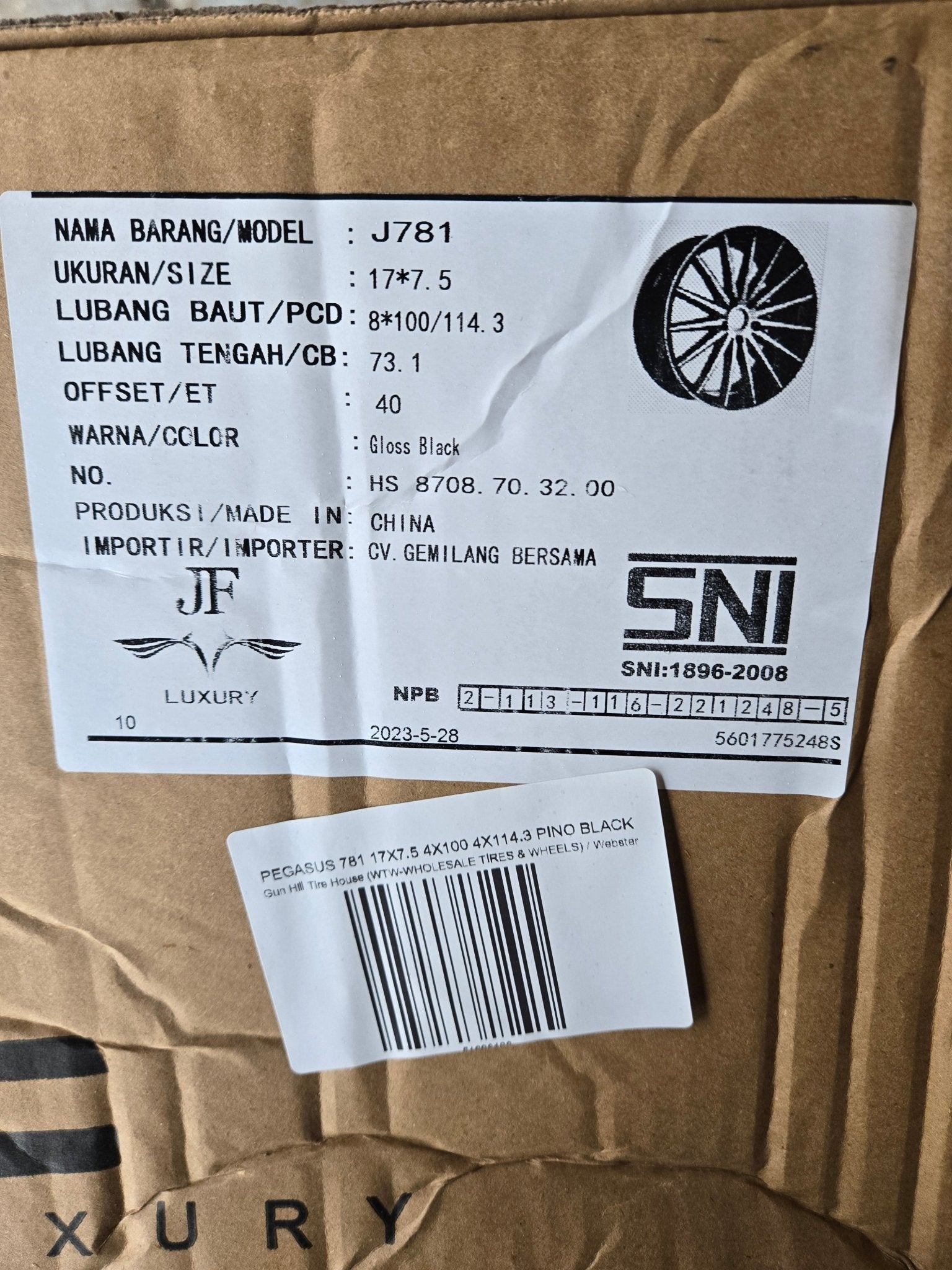 PEGASUS 781 17X7.5 4X100 4X114.3 PINO BLACK