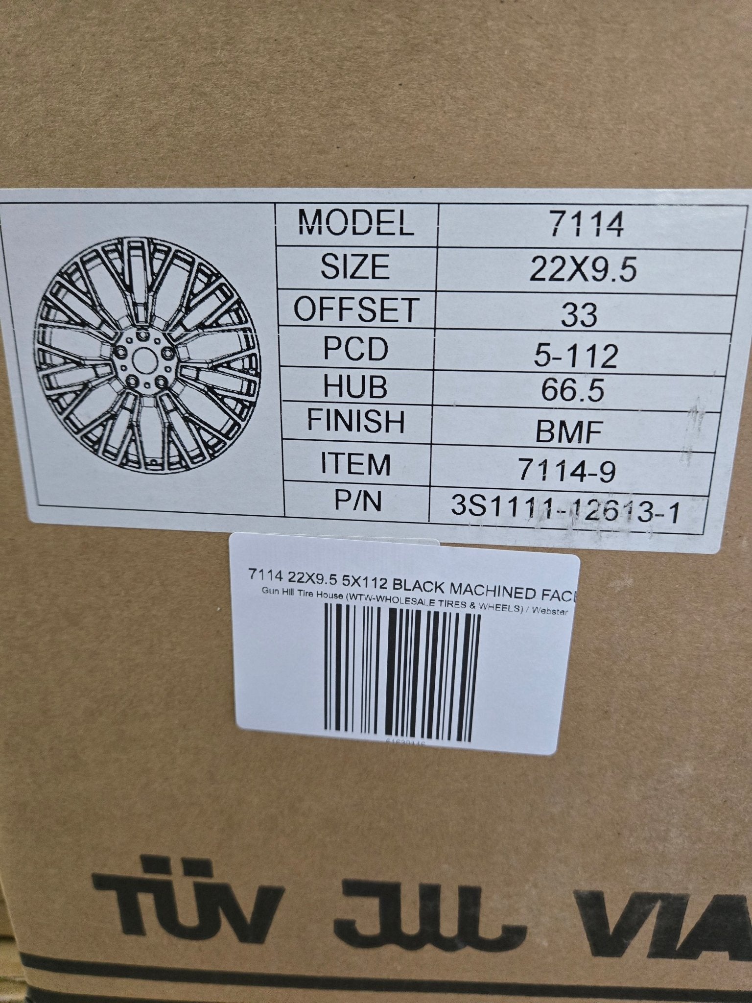 7114 22X9.5 5X112 BLACK MACHINED FACE