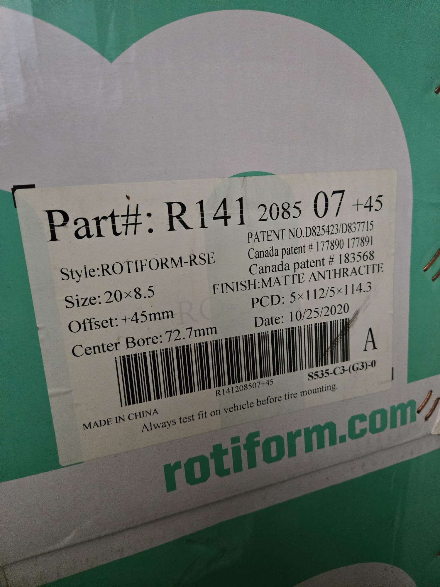 ROTFORM-RSE-141 20X8.5 5X112 5X114.3 MATTE ANTHRACITE