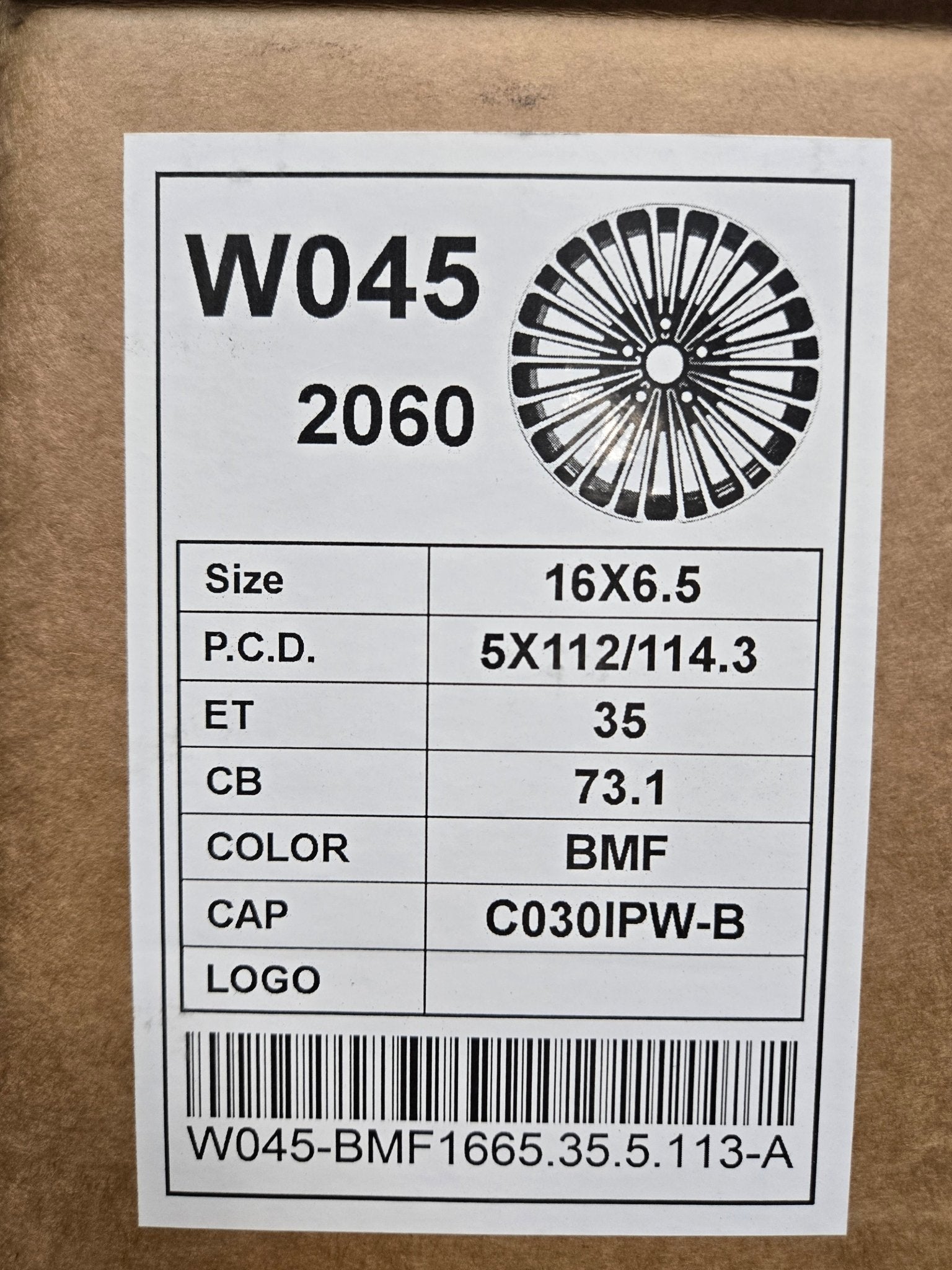 W045 16X6.5 5X112 5X114.3 BLACK MACHINED FACE