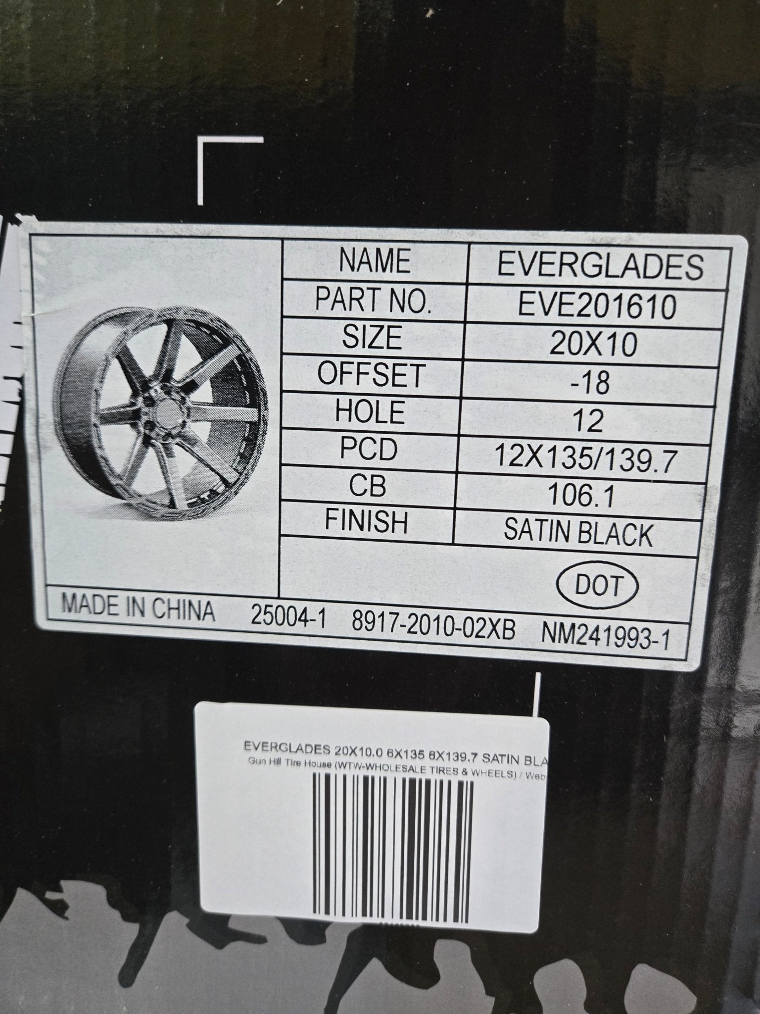 EVERGLADES 20X10.0 6X135 6X139.7 SATIN BLACK