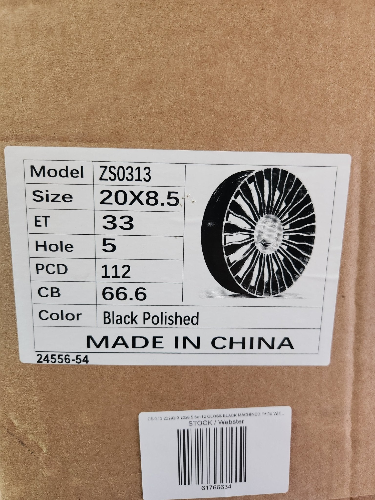 OE-0313 20x8.5 5x112 GLOSS BLACK MACHINED FACE  FLOATING  CAP
