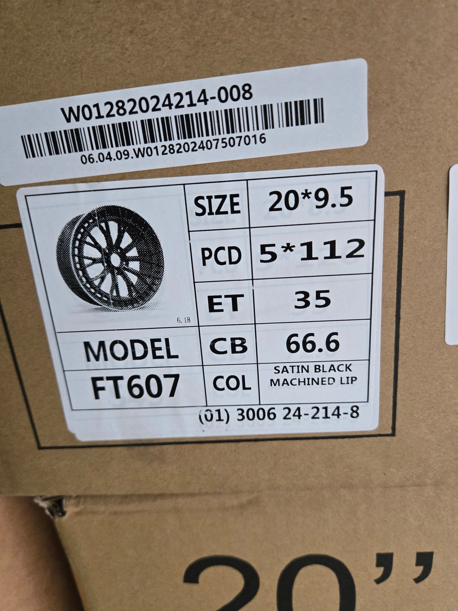 OE-FT607 20X9.5 5X112 BLACCK MACHINED FACE