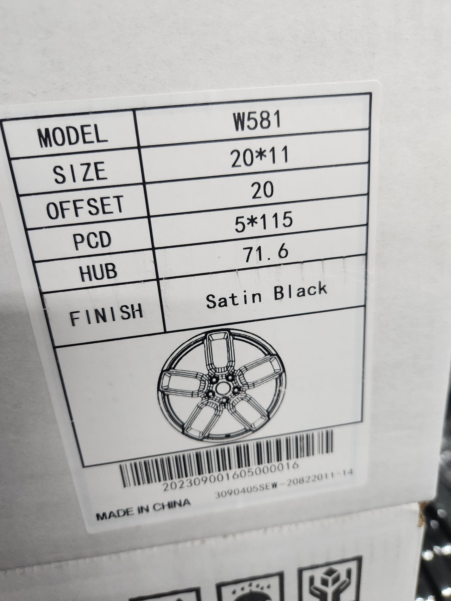 W581 20X11 5X115 SATIN BLAACK