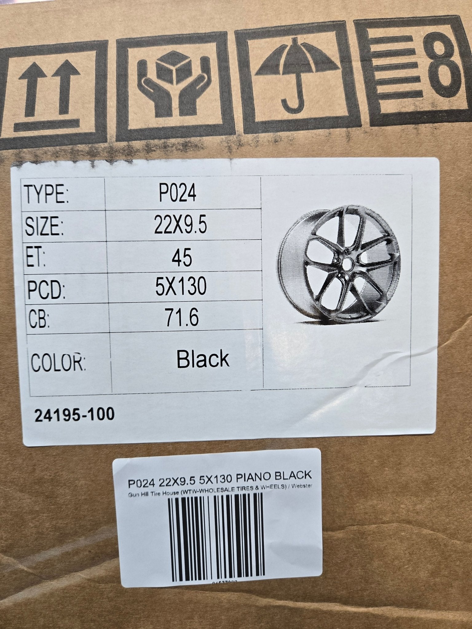 P024 22X9.5 5X130 PIANO BLACK