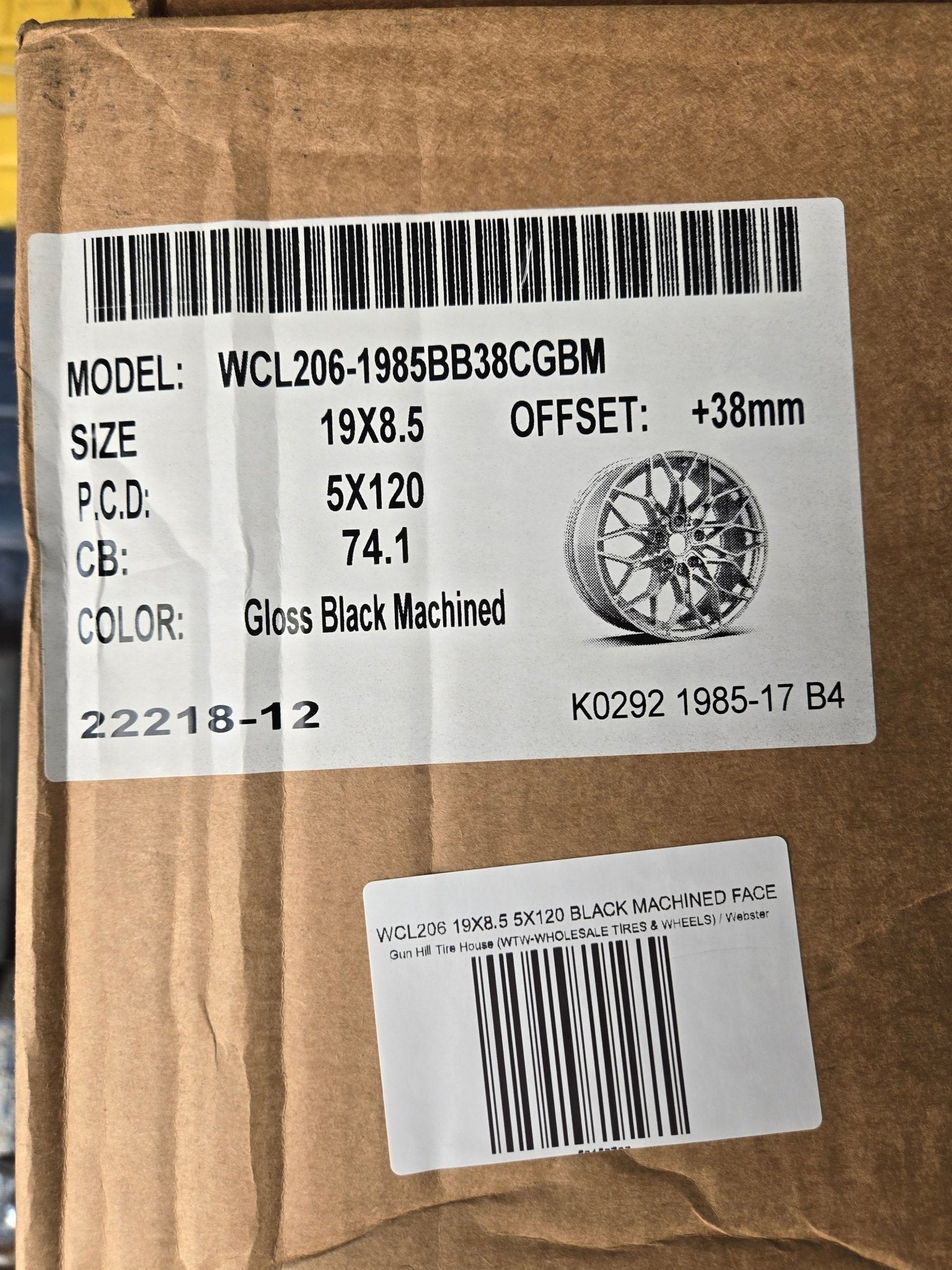 WCL206 19X8.5 5X120 BLACK MACHINED FACE