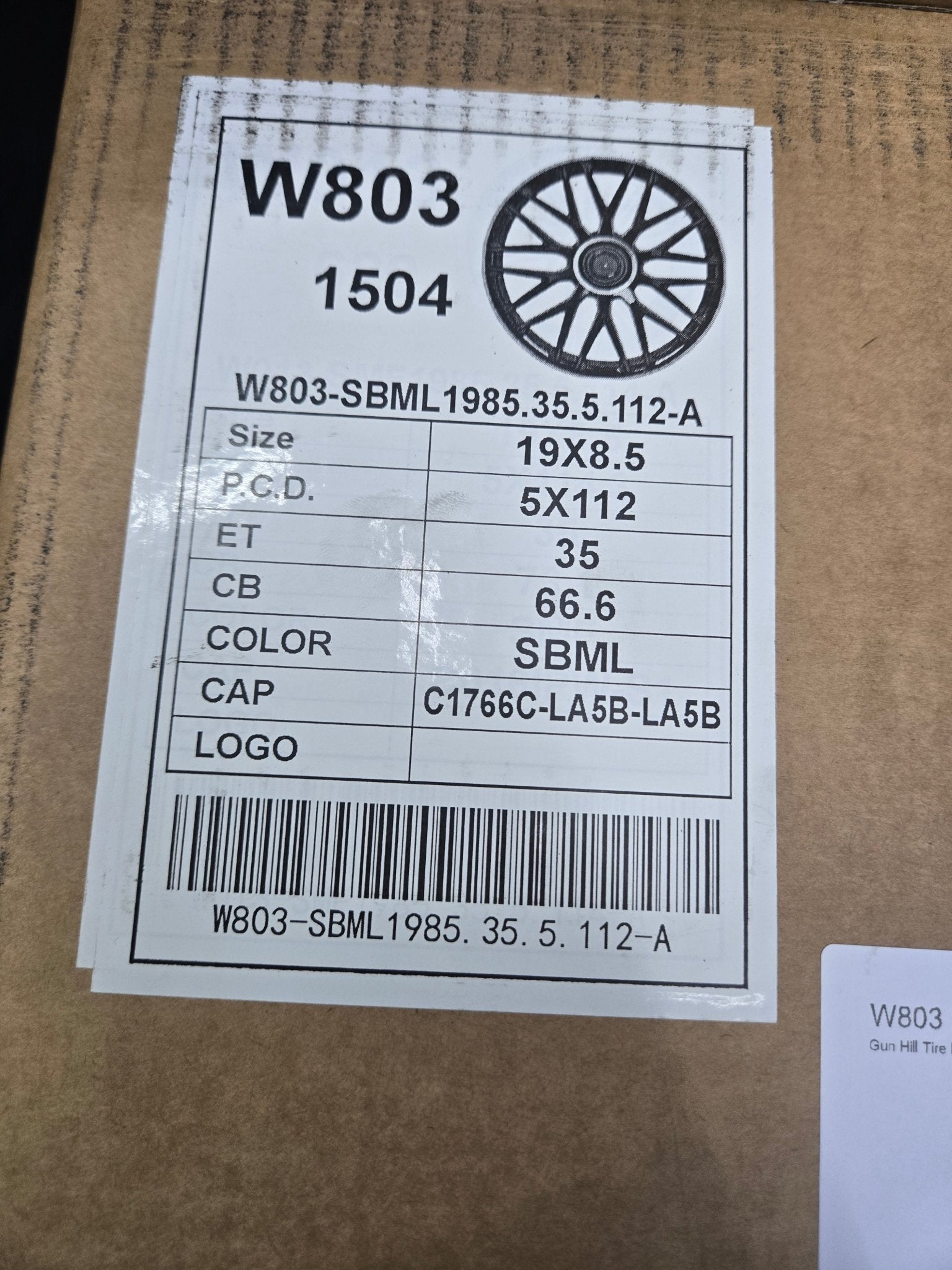 W803 19X8.5 5X112 SATIN BLACK